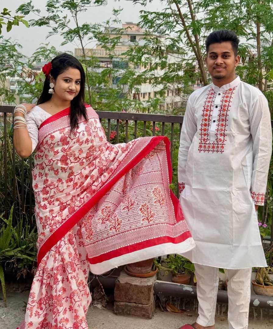 ম্যাচিং শাড়ি পাঞ্জাবী ব্লাউজ পিস